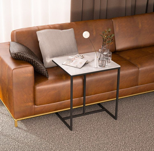 C Shape End Table - White Marble Stone – premium furniture by Interior Ave