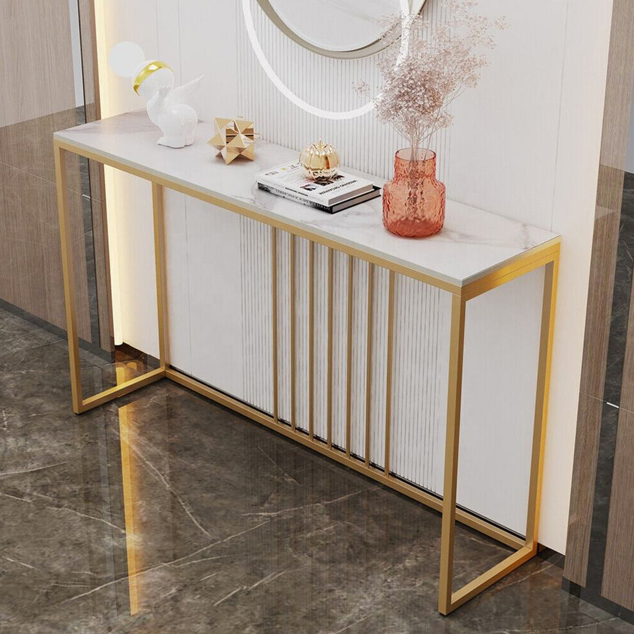 Halo Hallway Console Table - Gold
