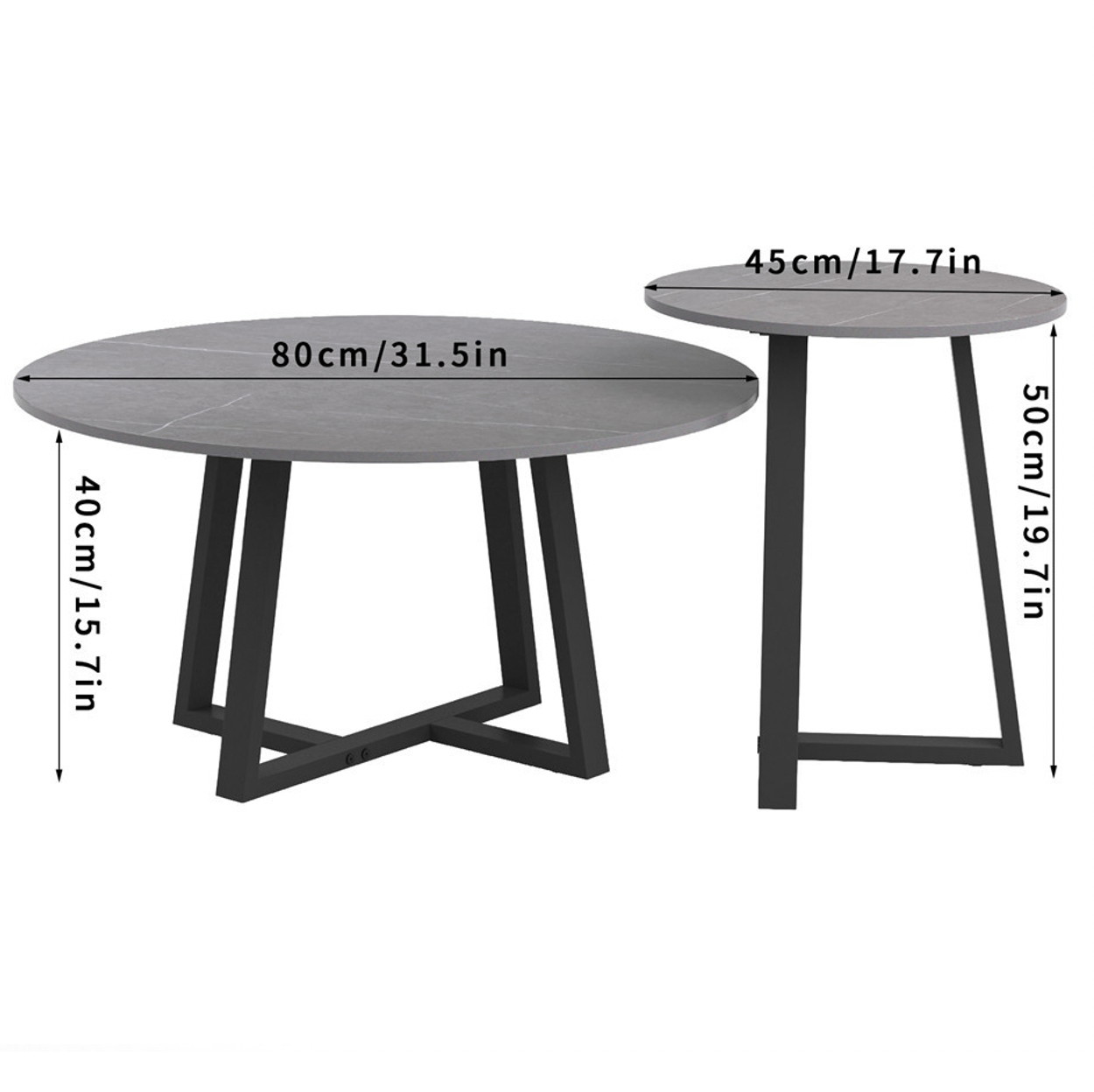 Broadway Two Tier Coffee Table Set - Grey Stone