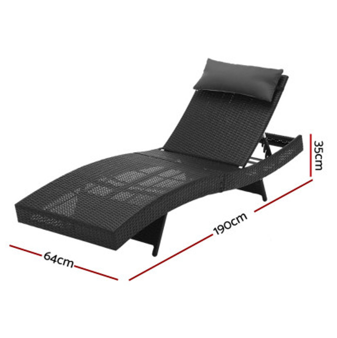 Tides Wicker Sun Lounger - Black