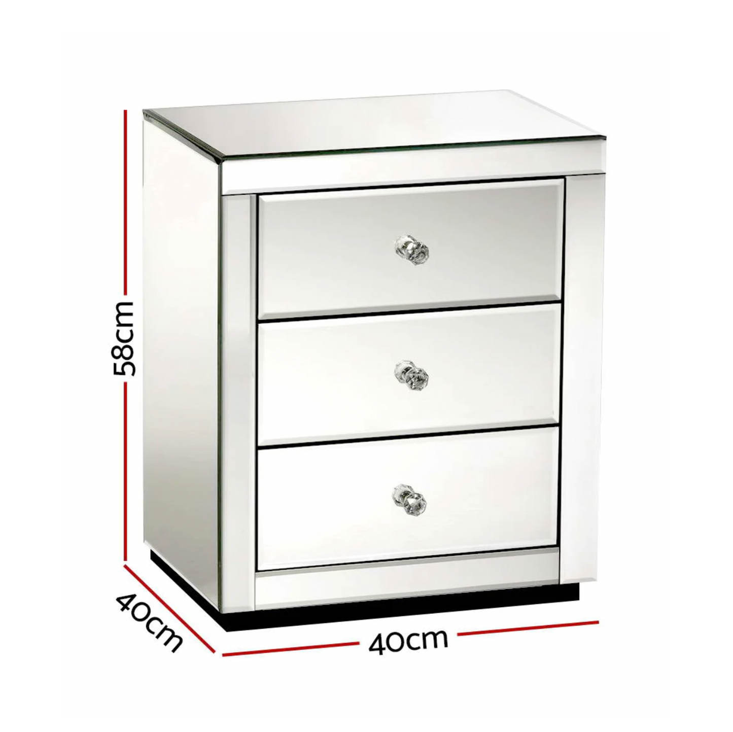 Crystal Mirrored Bedside Table