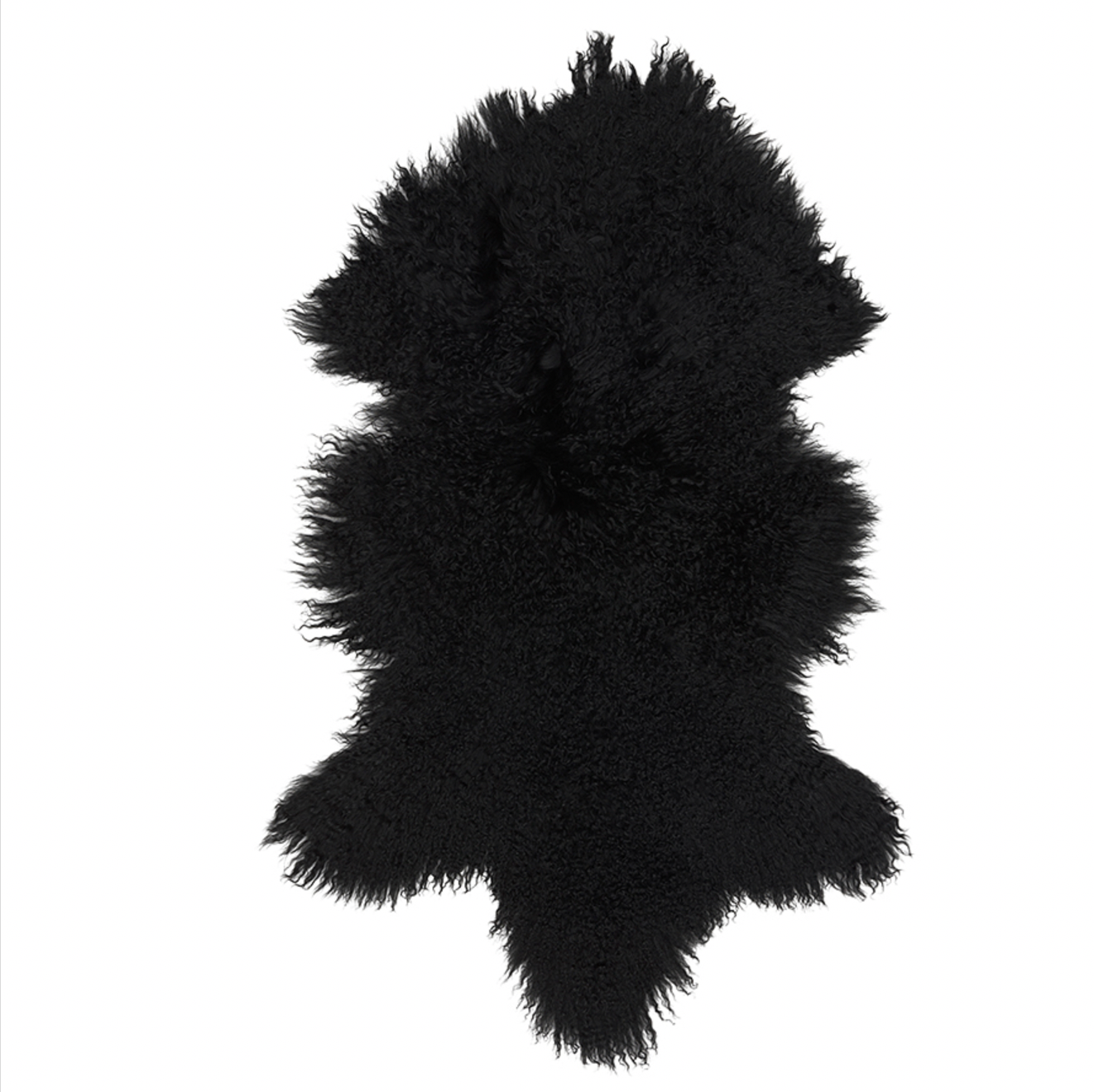 Mongolian Sheepskin Fur / Throw - Black 160cm