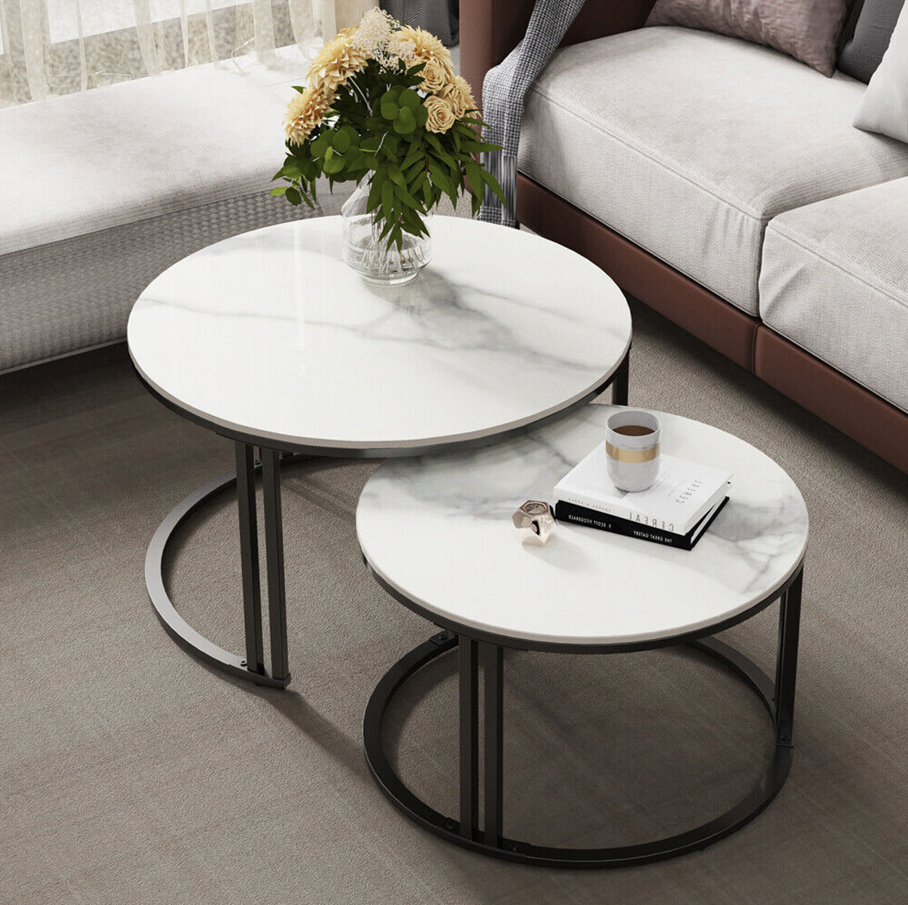 Nested Marble Coffee Table Set