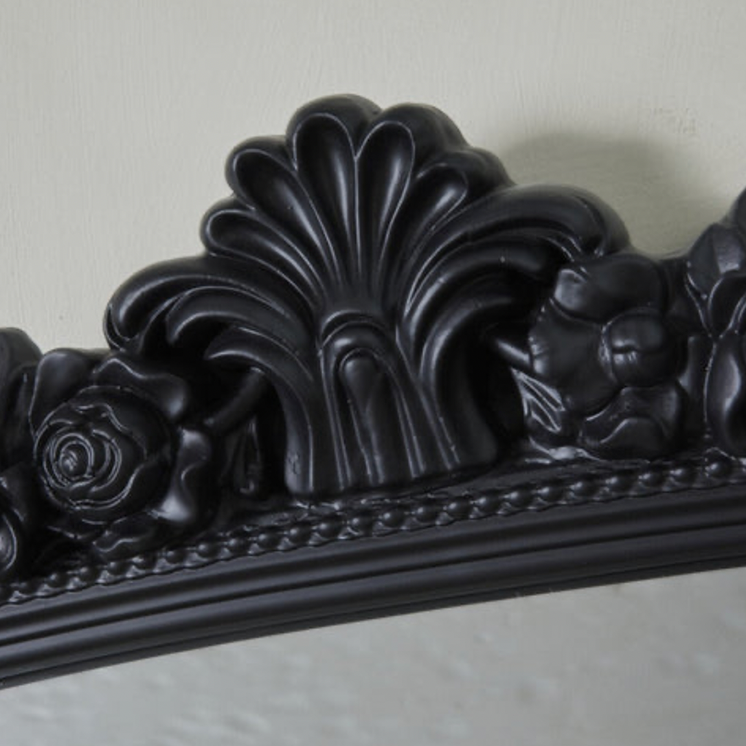 Helena Black Mirror – Arched Mirror with Ornate Crest