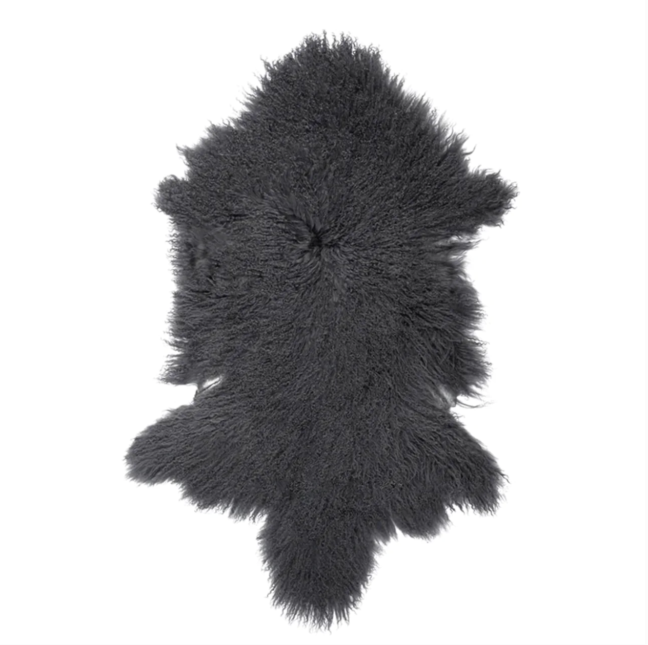 Mongolian Sheepskin Fur / Throw - Charcoal 90cm