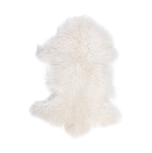 Mongolian Sheepskin Fur / Throw - White 160cm – premium furniture by Interior Ave