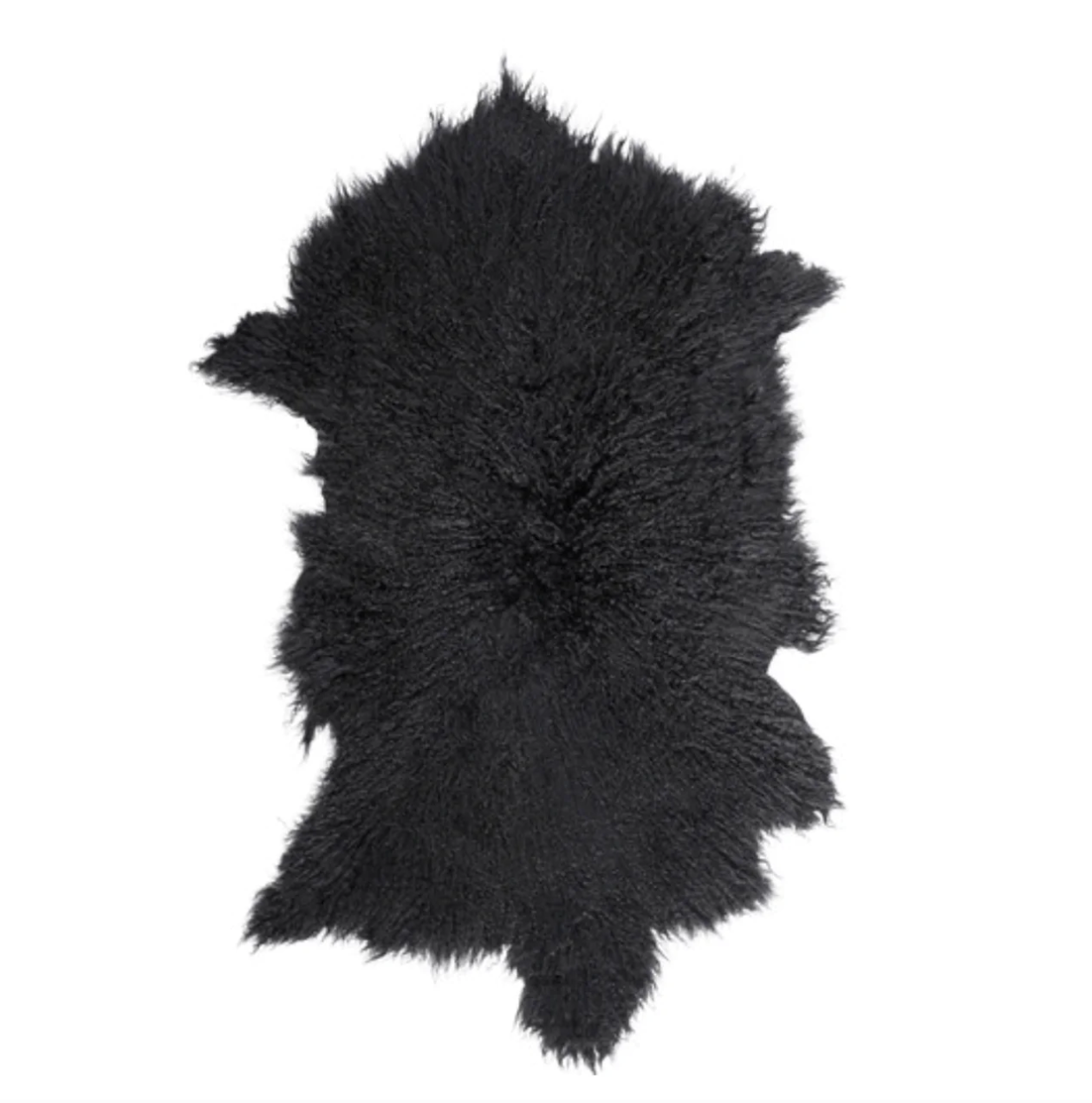 Mongolian Sheepskin Fur / Throw - Black 90cm – premium furniture by Interior Ave