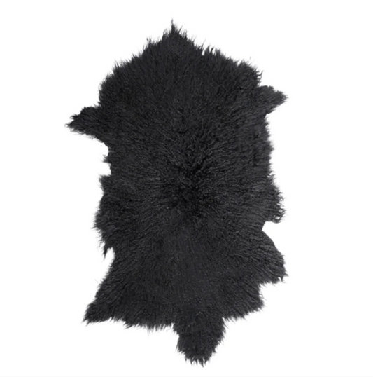 Mongolian Sheepskin Fur / Throw - Black 90cm – premium furniture by Interior Ave