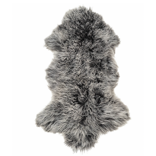 Mongolian Sheepskin Fur / Throw - Charcoal Snow 90cm – premium furniture by Interior Ave