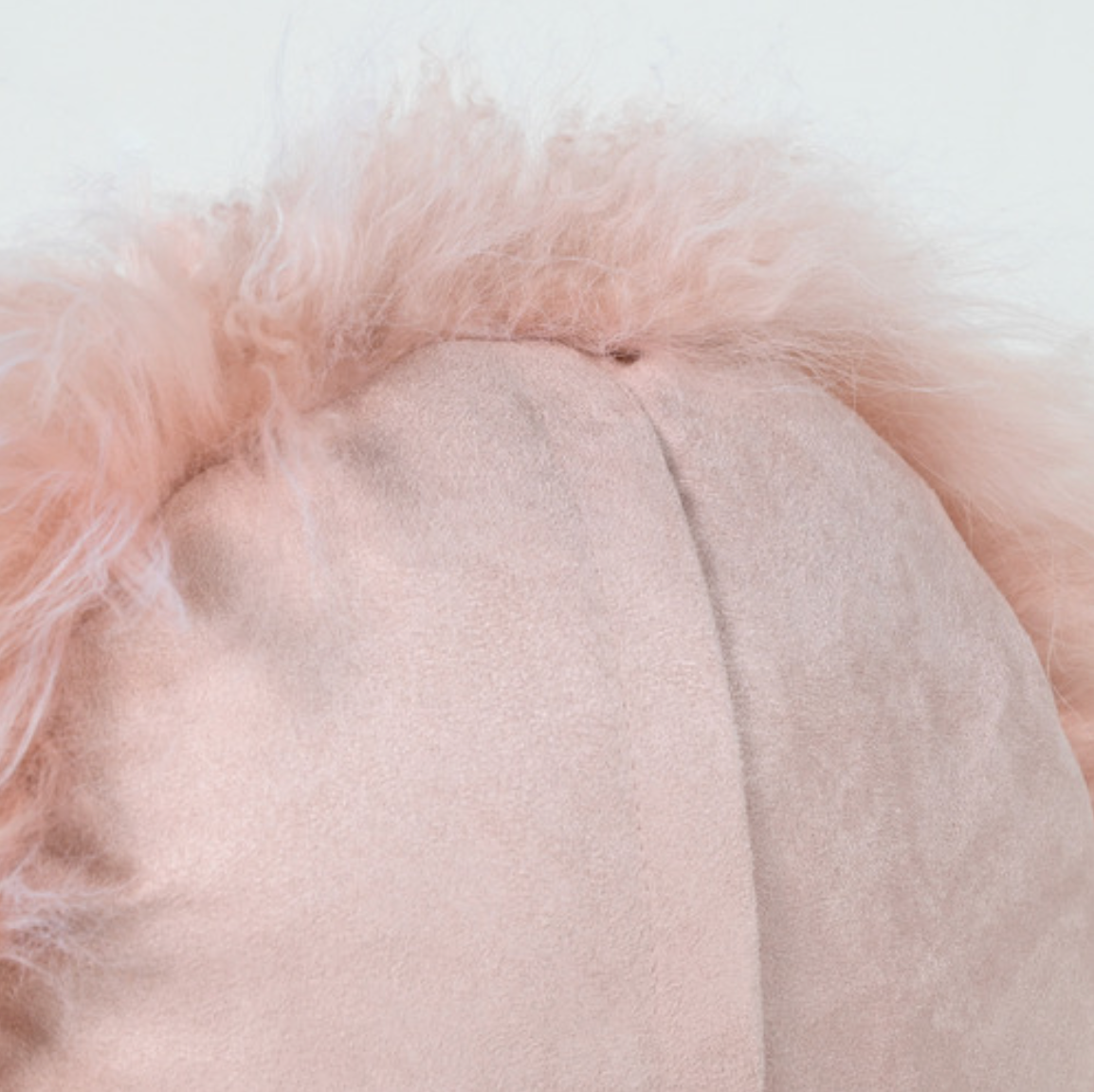 Mongolian Sheepskin Fur Cushion Cover - Pink Snow
