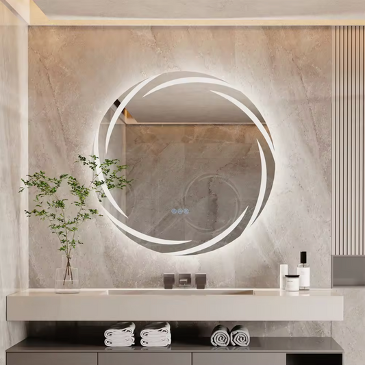60cm Round Halo LED Bathroom Mirror – LED illuminated bathroom mirror by Interior Ave