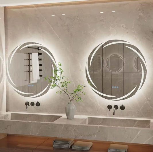 80cm Round Halo LED Bathroom Mirror – LED illuminated bathroom mirror by Interior Ave