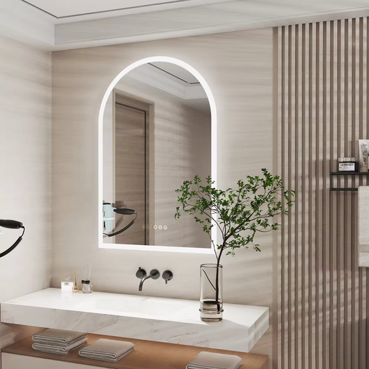 90 x 60cm Arched Frameless LED Bathroom Mirror – LED illuminated bathroom mirror by Interior Ave