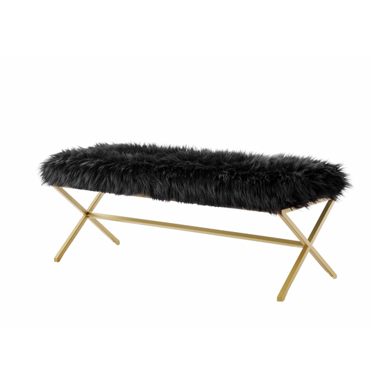 Oxley Fur Bench - Black – premium furniture by Interior Ave