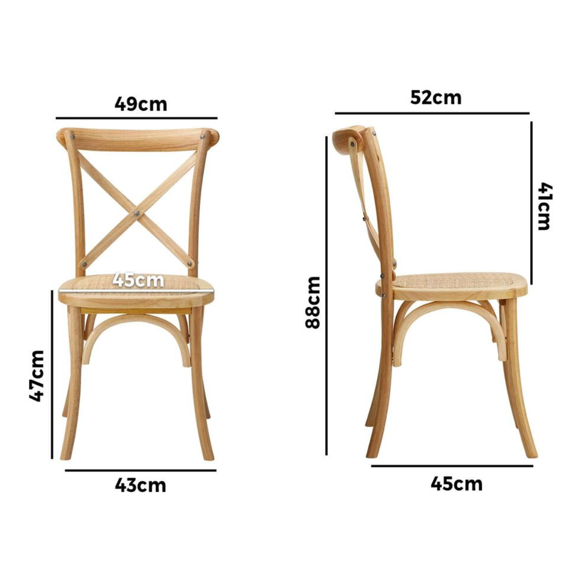 Cross Back Dining Chair - Natural - Set of Two