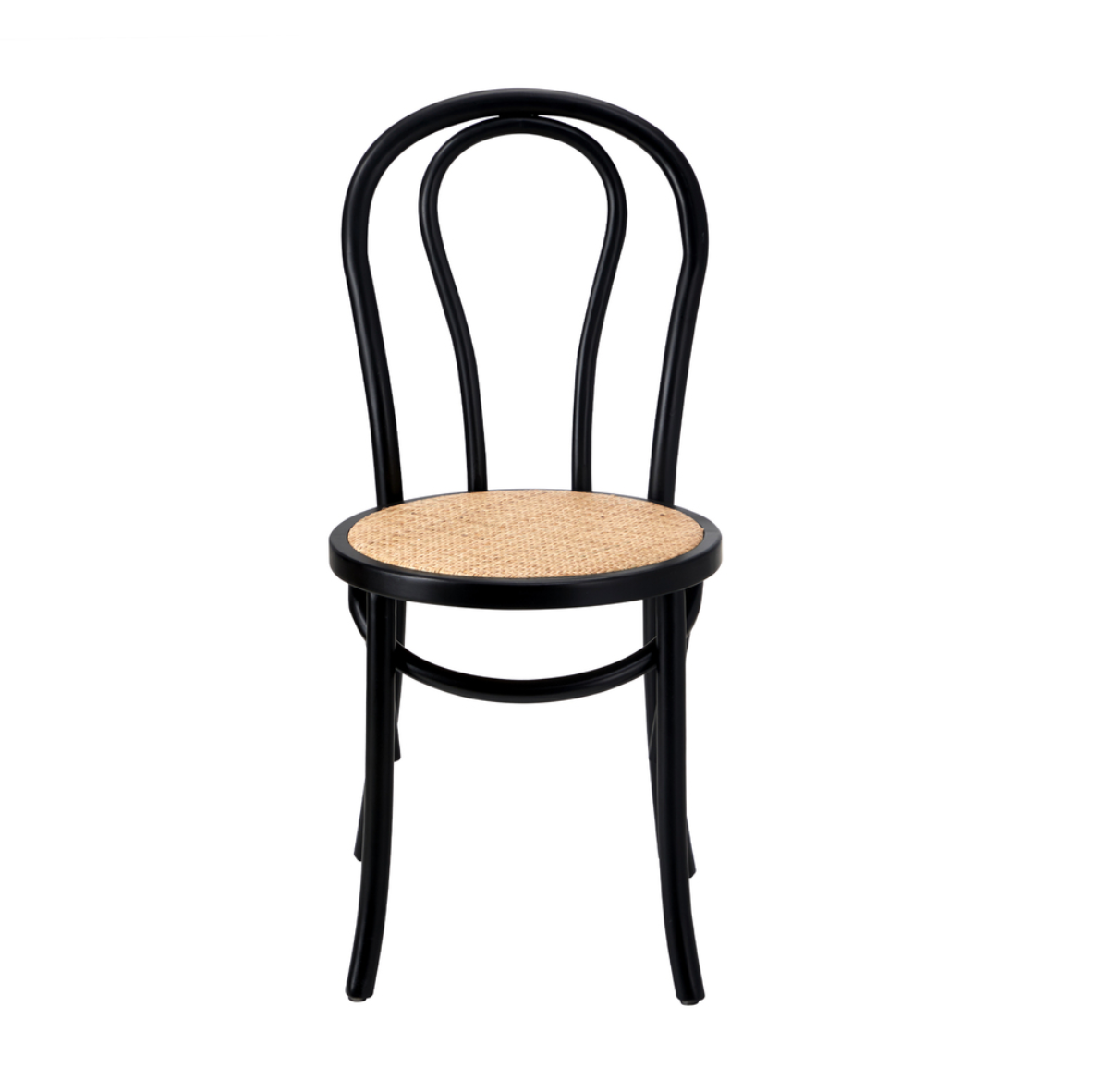 Capri Wood Rattan Cafe Dining Chair - Black - Set of Two