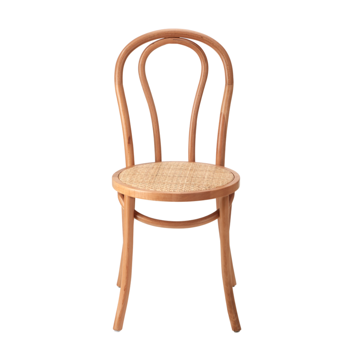 Capri Wood Rattan Cafe Dining Chair - Natural - Set of Two