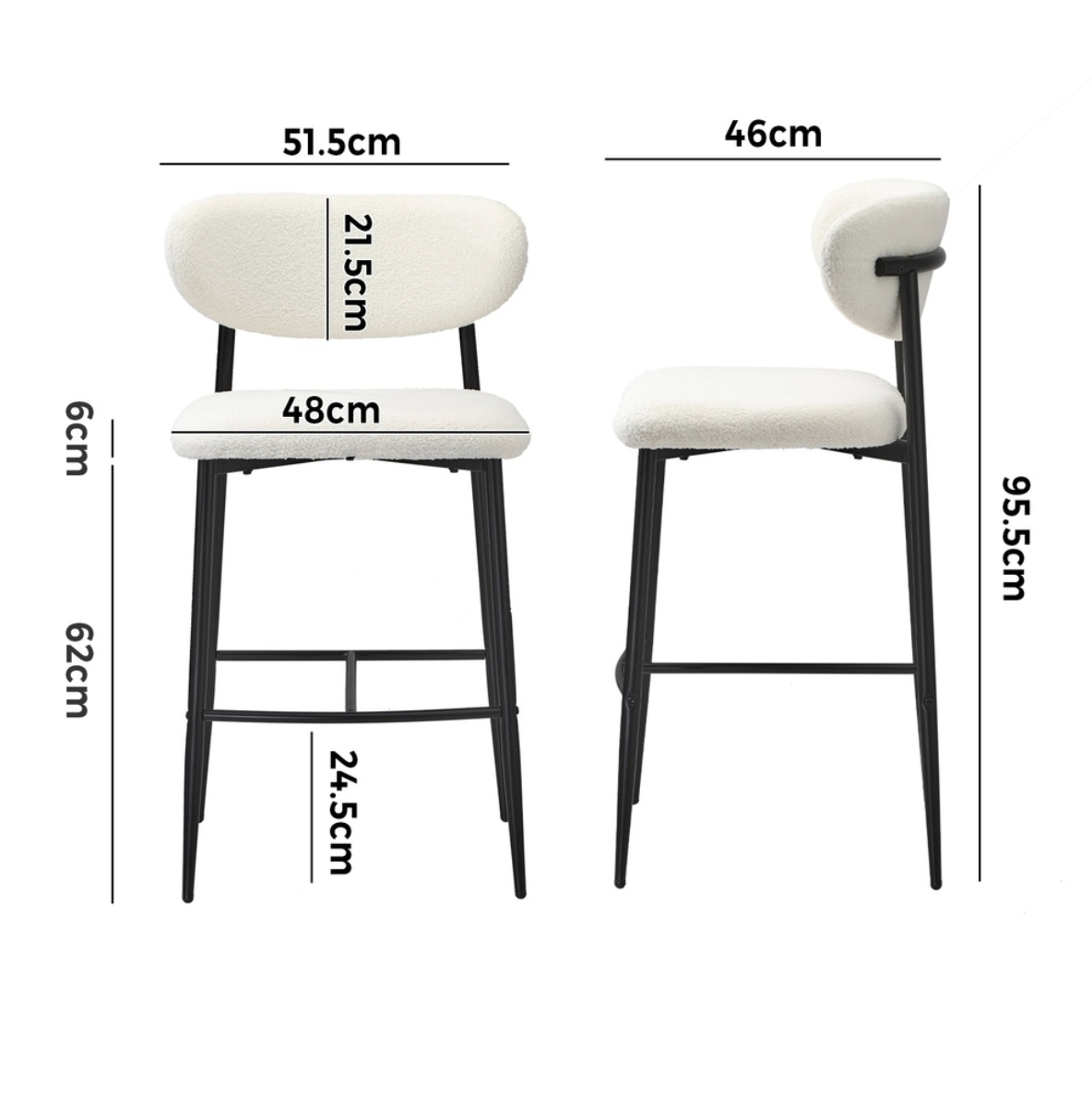 Neo Boucle Bar Stool - Set of Two