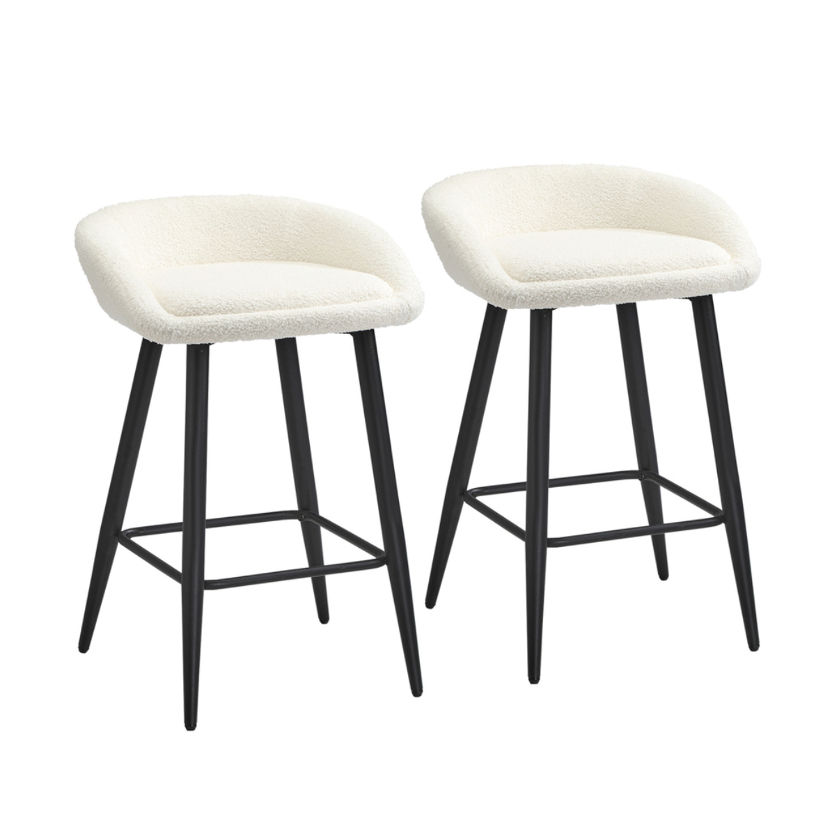 Brosa Boucle Bar Stool – Set of Two (White & Black)