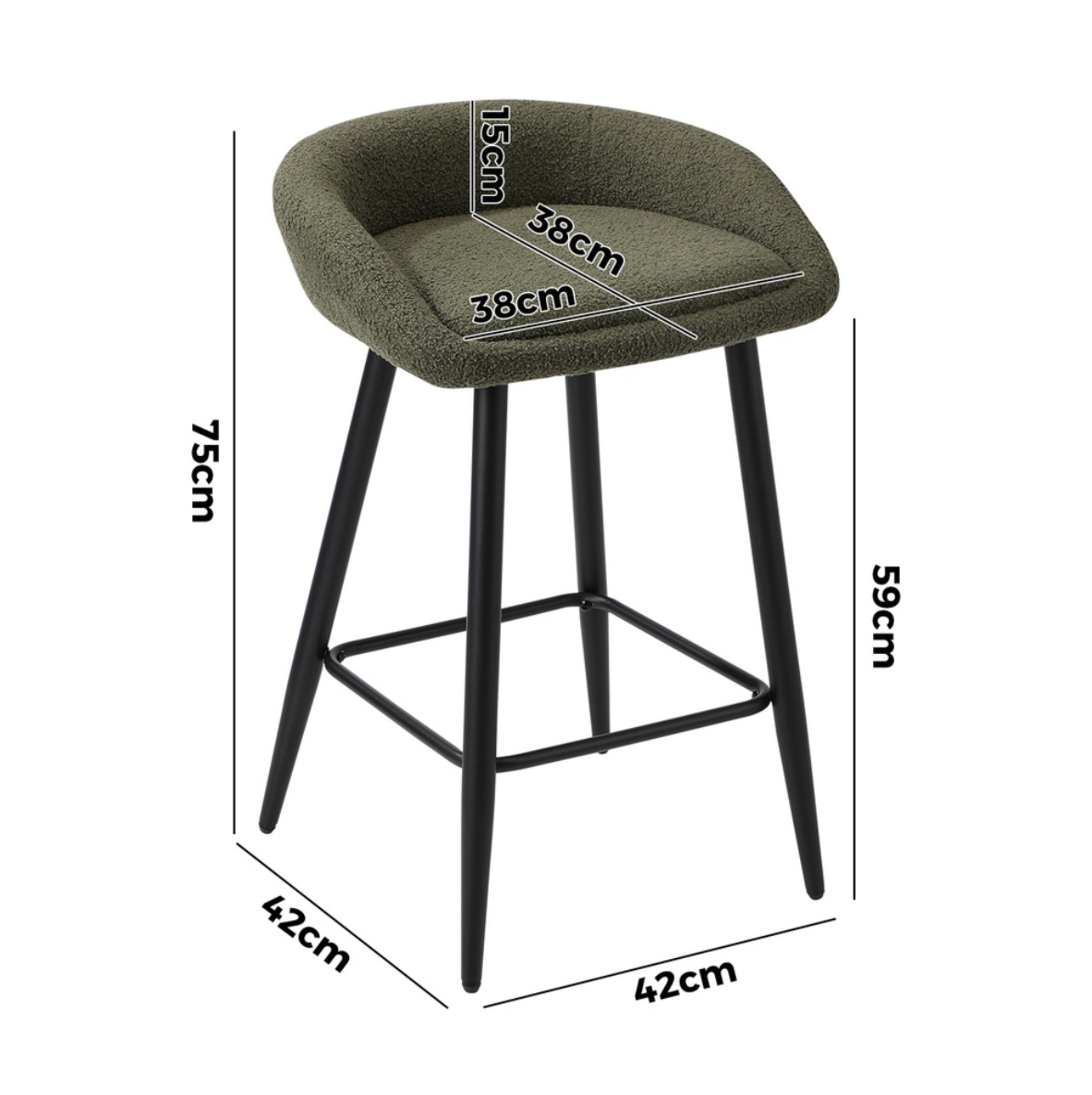 Brosa Boucle Bar Stool - Set of Two