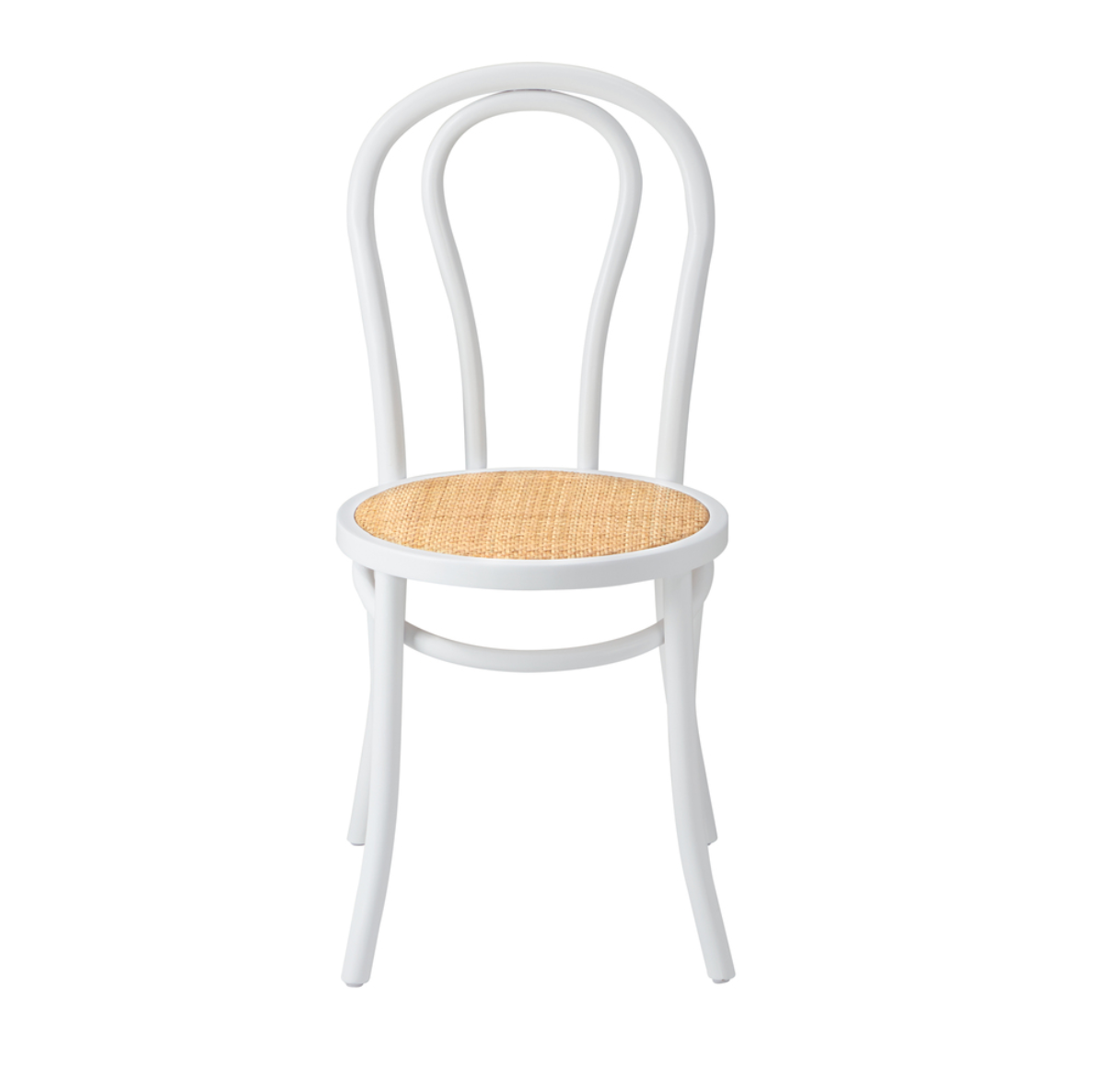 Capri Wood Rattan Cafe Dining Chair - White - Set of Two