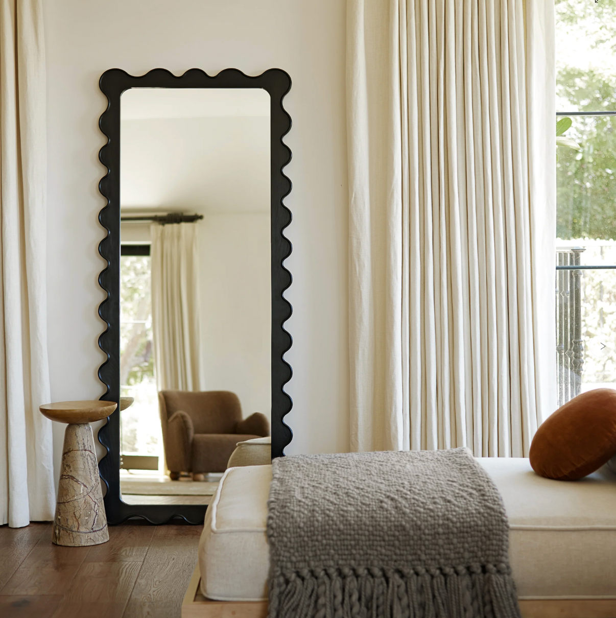 Freya Black Scallop Mirror – Wavy Wall Mirror