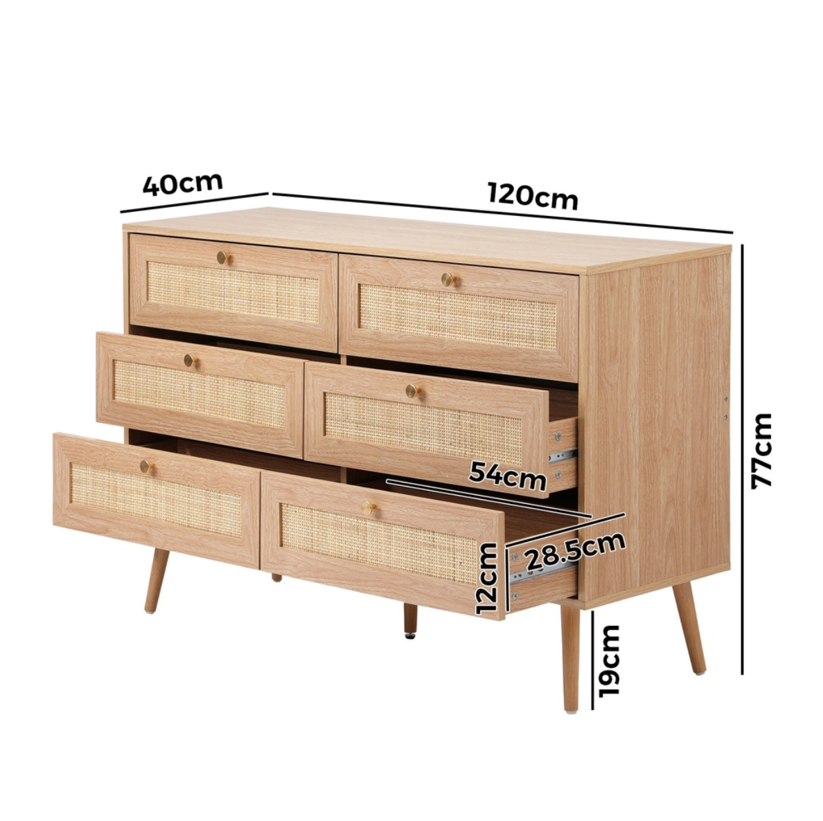 Cleopatra Rattan 6 Drawer Chest of Drawers