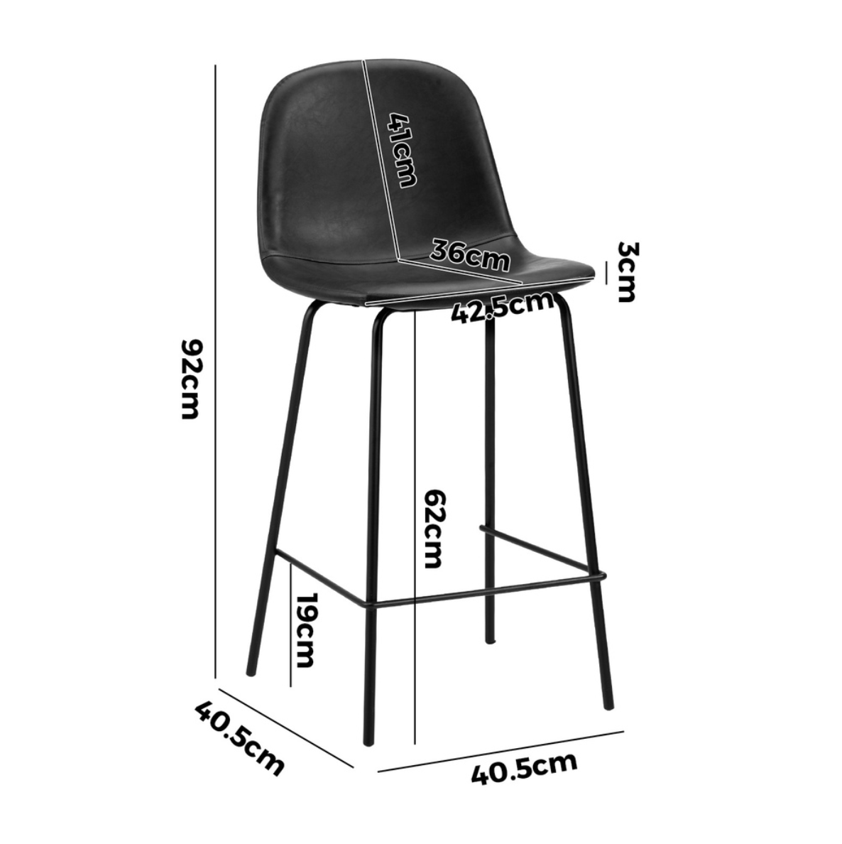 Marlo Bar Stool – Black – Set of Two