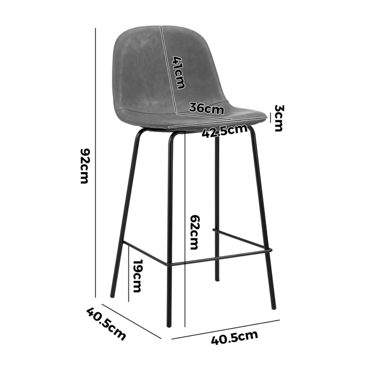 Marlo Bar Stool Grey Set of Two