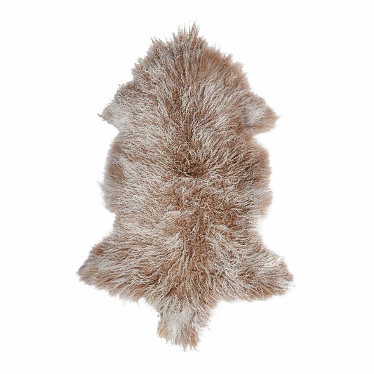 Mongolian Sheepskin Throw - Camel Snow 90cm