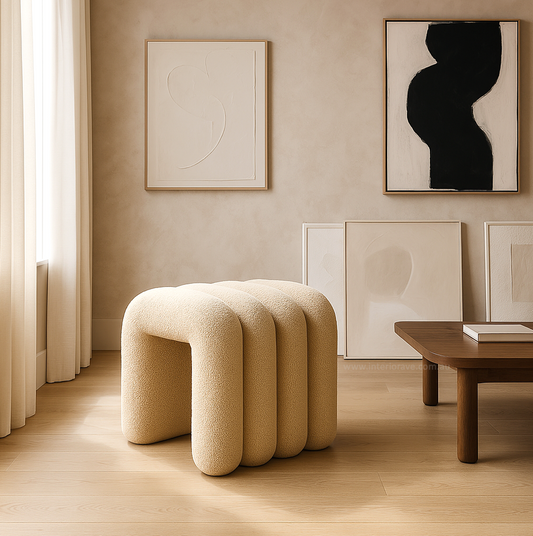 Calista Teddy Arch Ottoman - Beige – modern ottoman or footstool by Interior Ave