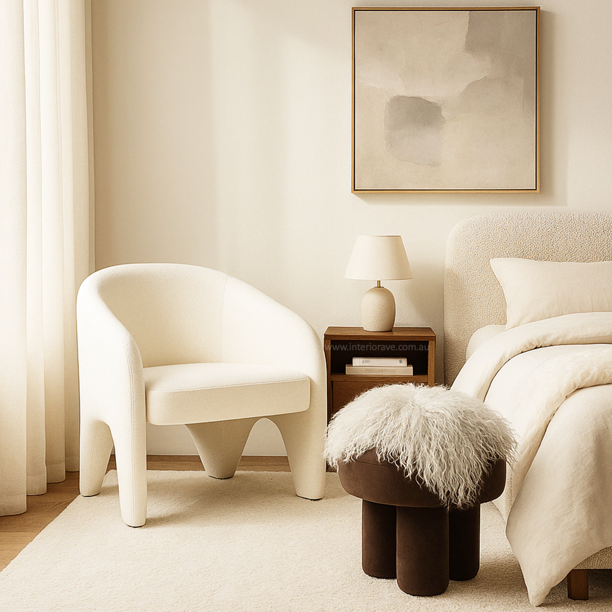 Nova Chenille Arm Chair – White – furniture piece by Interior Ave