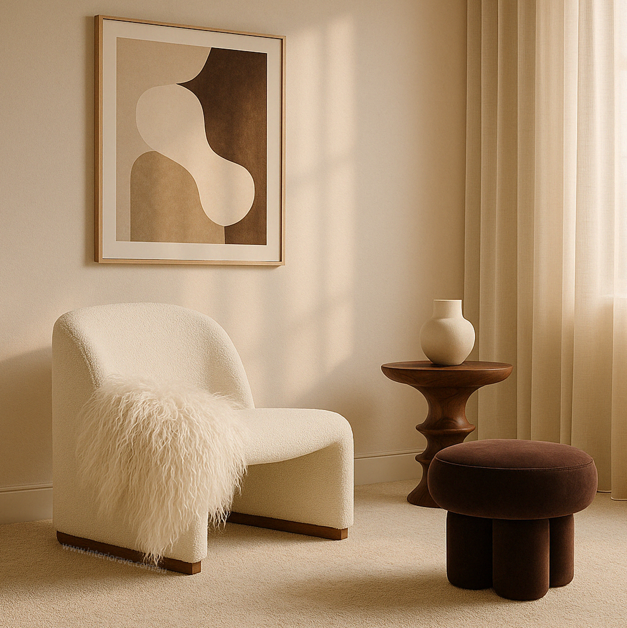 Haven Boucle Arm Chair – White – furniture piece by Interior Ave