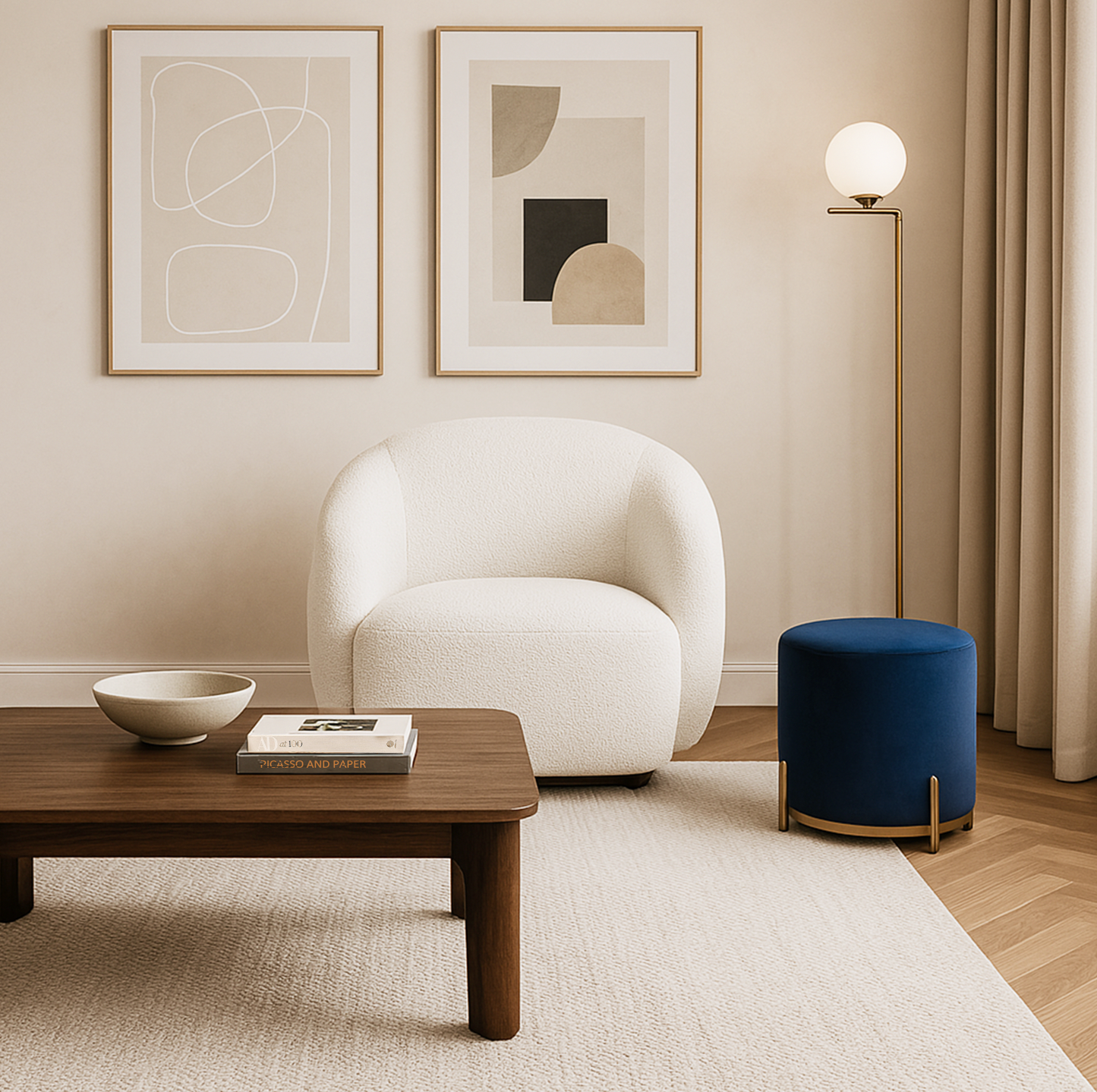 Aspen Swivel Armchair – White Milan Fabric – modern armchair by Interior Ave