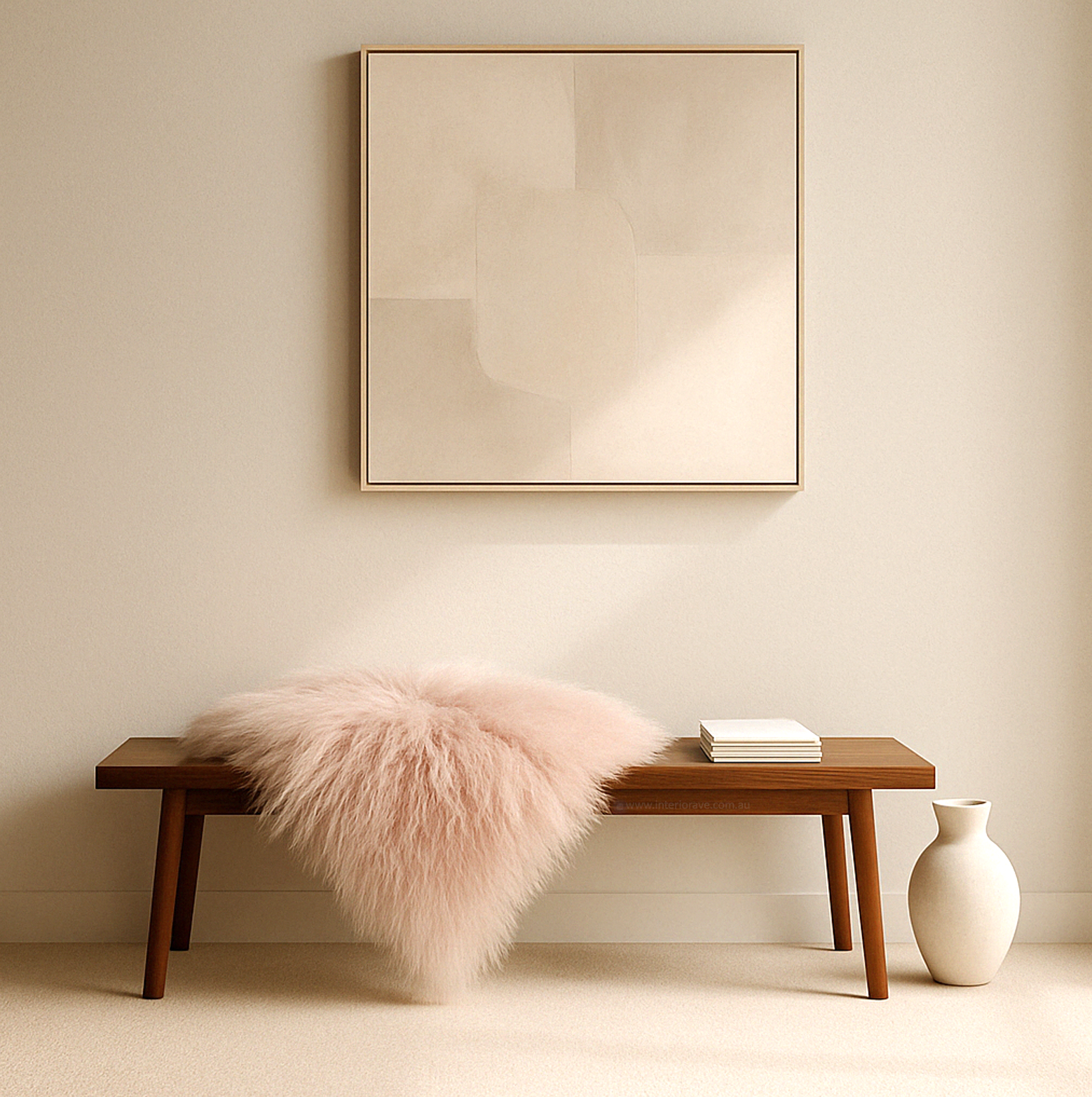 Mongolian Sheepskin Fur / Throw - Pink Snow 90cm – premium furniture by Interior Ave