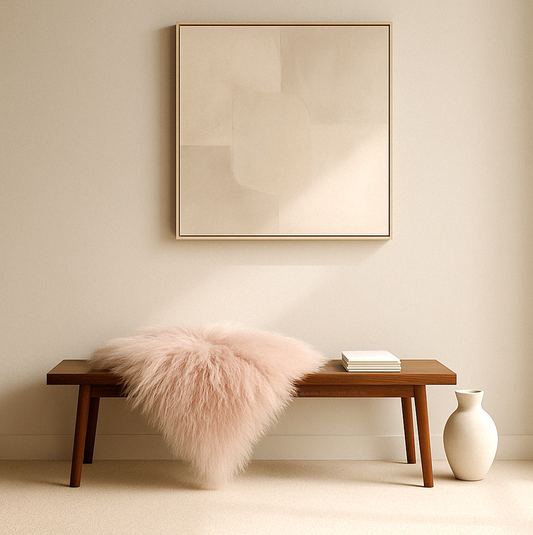 Mongolian Sheepskin Fur / Throw - Pink Snow 90cm – premium furniture by Interior Ave