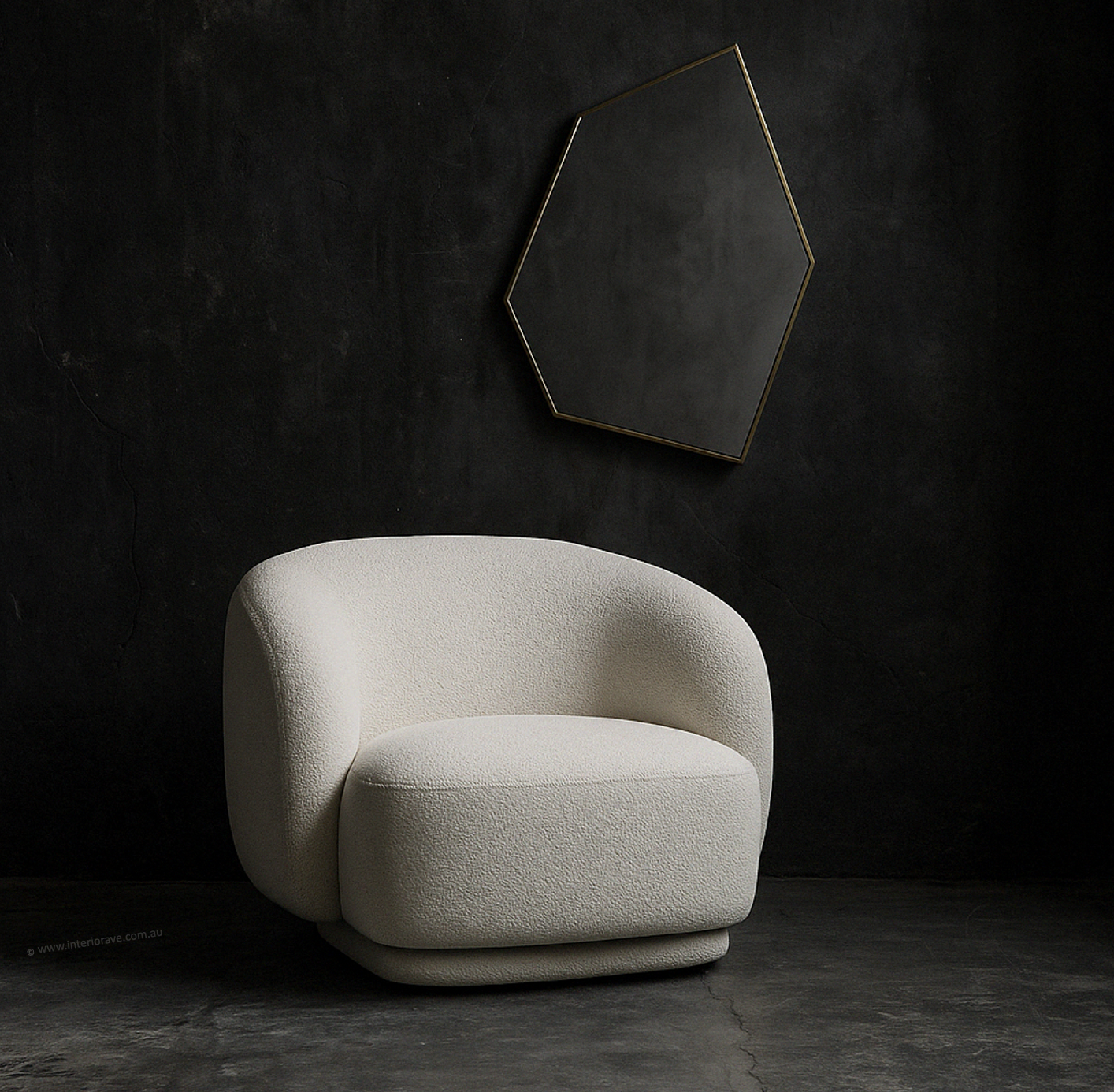 Aspen Swivel Armchair – White Milan Fabric – modern armchair by Interior Ave