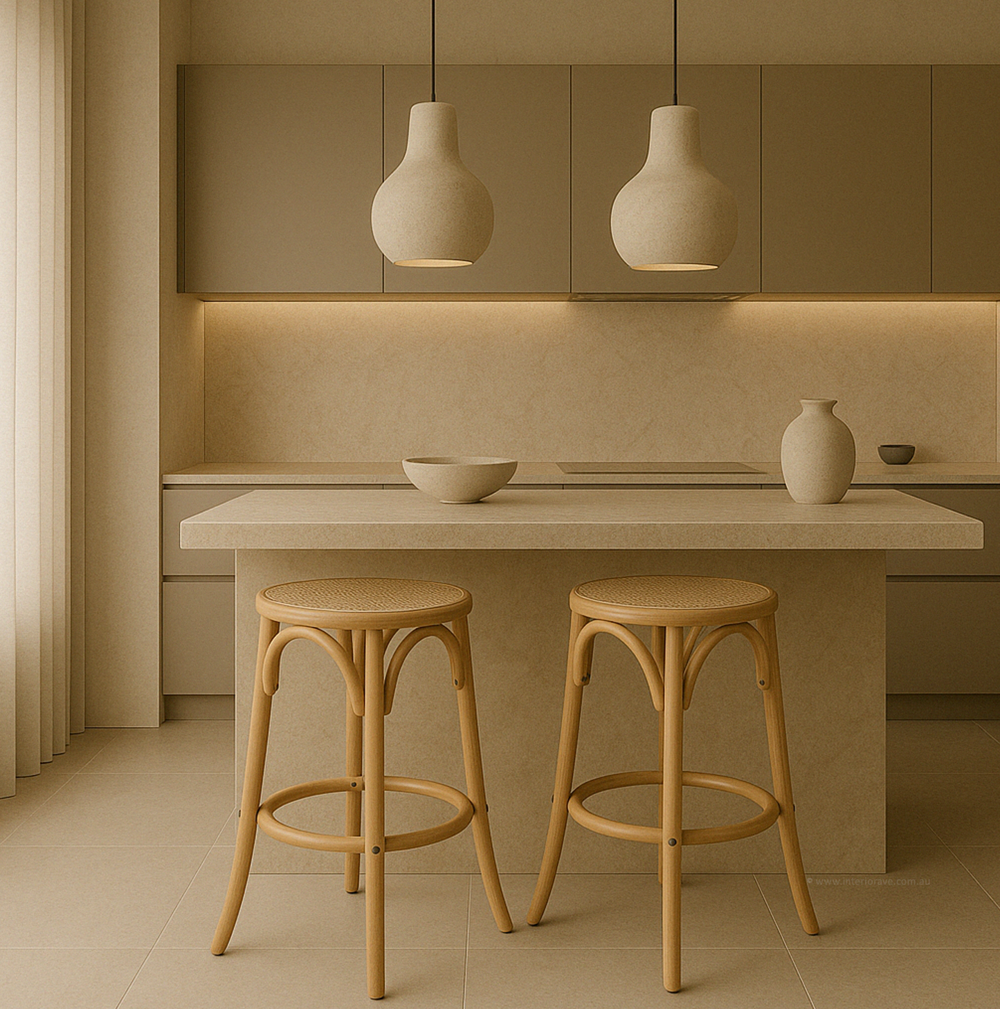 Aston Rattan Bar Stool - Natural - Set of Two