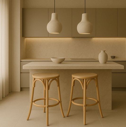 Aston Rattan Bar Stool - Natural - Set of Two