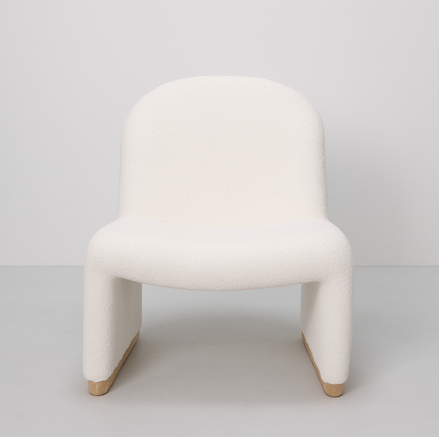 Haven Curved Boucle Armchair – Sculptural White Accent Chair with Soft Rounded Form