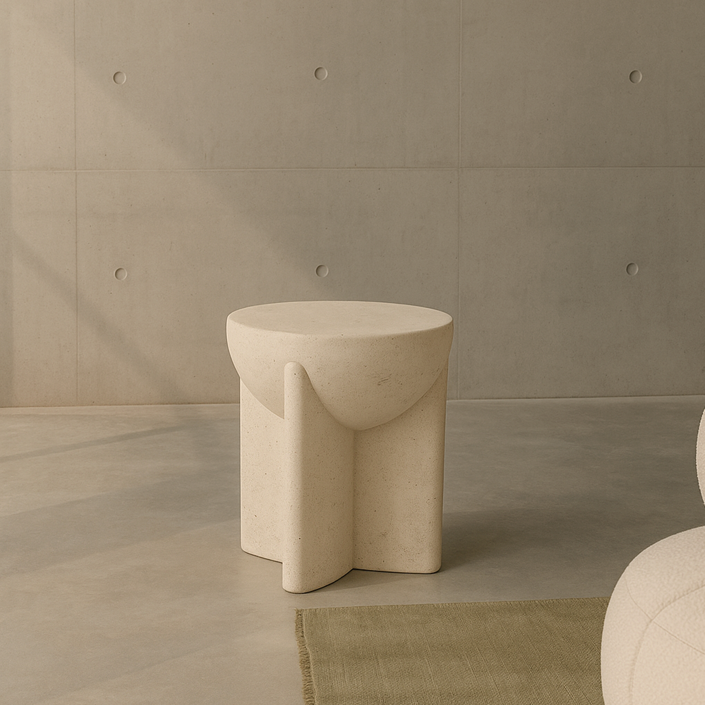 Zelda Sculptural Stone Side Table – Sand Textured Accent