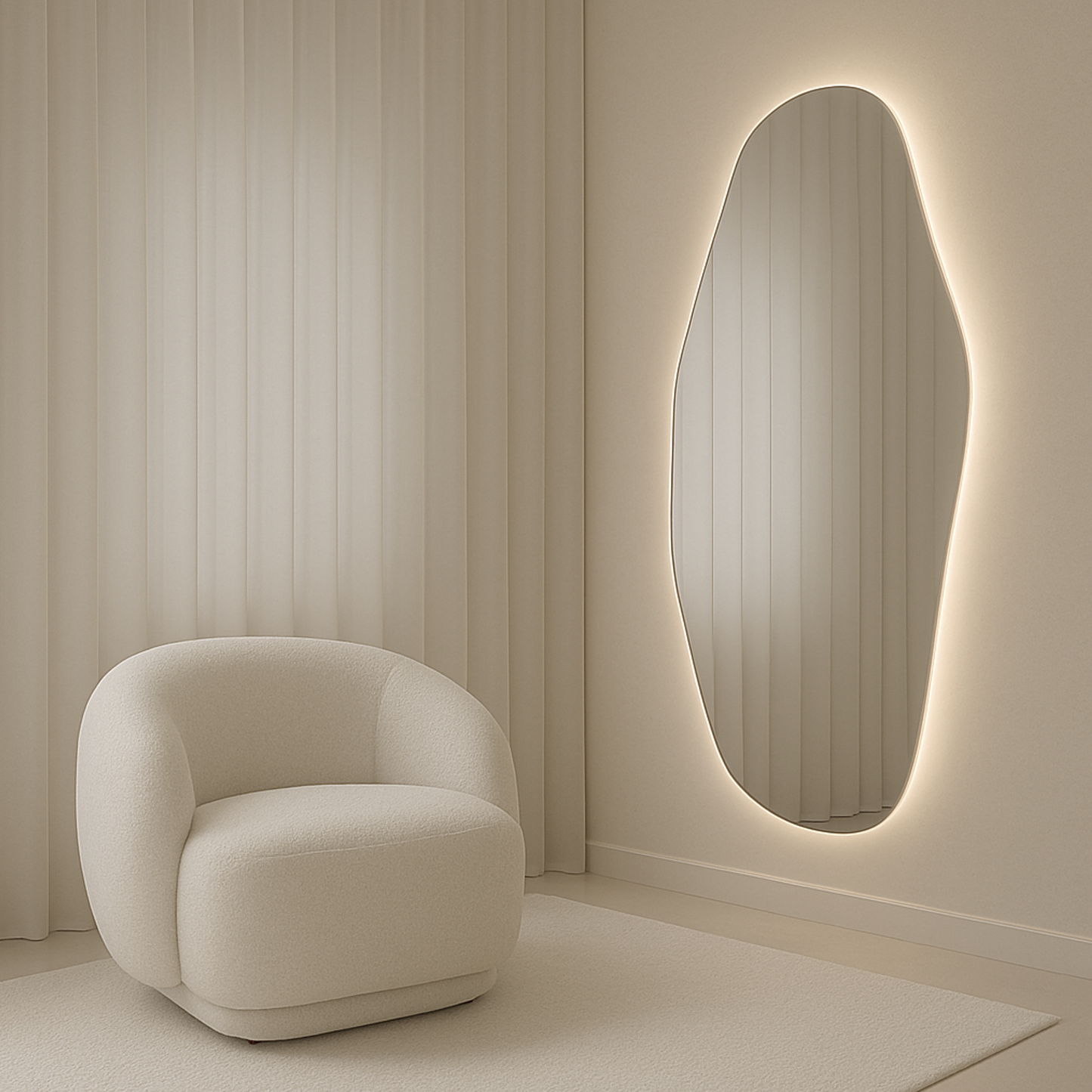 Opal Irregular LED Wall Mirror – Backlit Statement Mirror