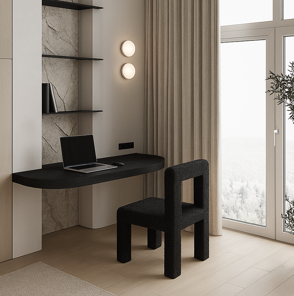 Forma Black Boucle Dining Chair – furniture piece by Interior Ave