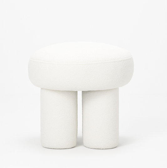 Bentley Ottoman - White Boucle – modern ottoman or footstool by Interior Ave