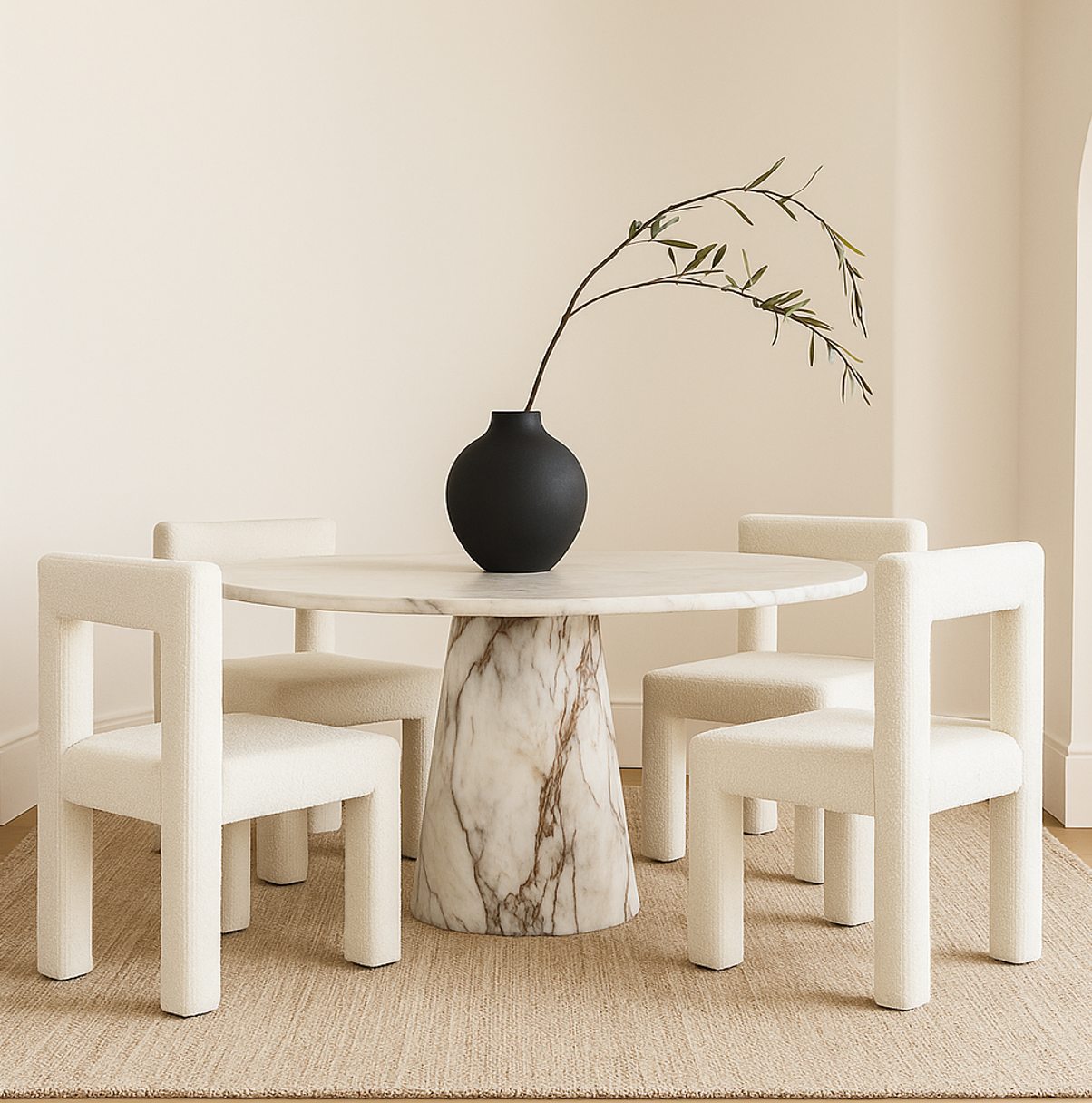 Forma White Boucle Dining Chair – furniture piece by Interior Ave