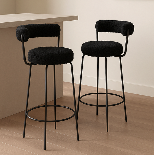 Calipo Sheepskin Bar Stool - Black – modern bar stool by Interior Ave