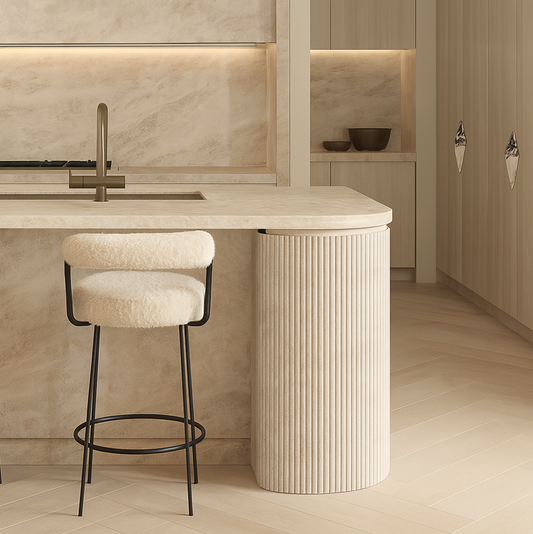 Calipo Sheepskin Bar Stool - White – modern bar stool by Interior Ave