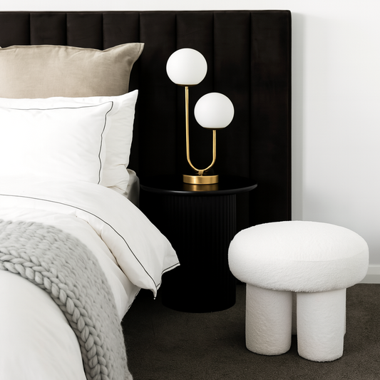 Bentley Boucle Ottoman – White