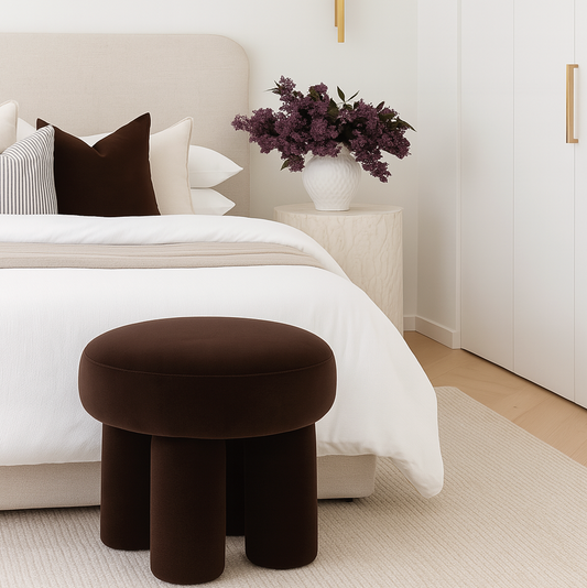 Bentley Velvet Ottoman – Espresso