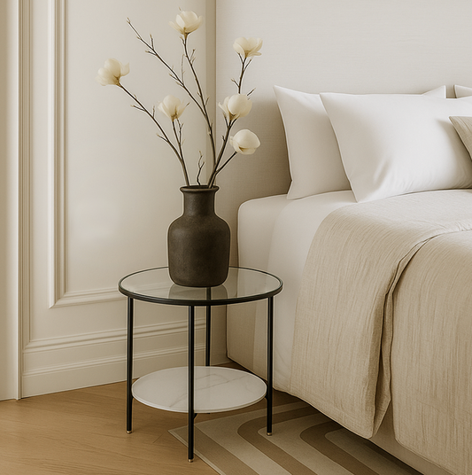 Cosmopolitan Cocktail Side Table - White Marble Stone